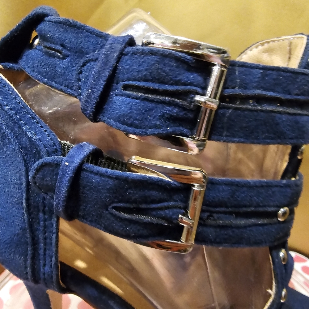 K XYD Peep Toe Ankle Bootie High Heels Buckled Double Straps Cutout Shoes - Picture 9 of 13